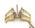 18 karat yellow gold double row of baguette cut diamond ring.