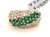 14kyg dome ring w/MQ Emeralds and Diamonds