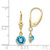 14kyg round blue topaz drop dangle leverback earrings