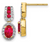 14kyg oval ruby/diamond halo drop dangle post earrings
