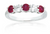 5 stone round ruby & diamond shared prong band