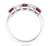 5 stone round ruby & diamond shared prong band