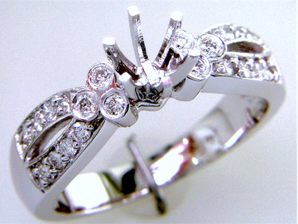 Custom design bezel/prong set diamond open shank semi mtg