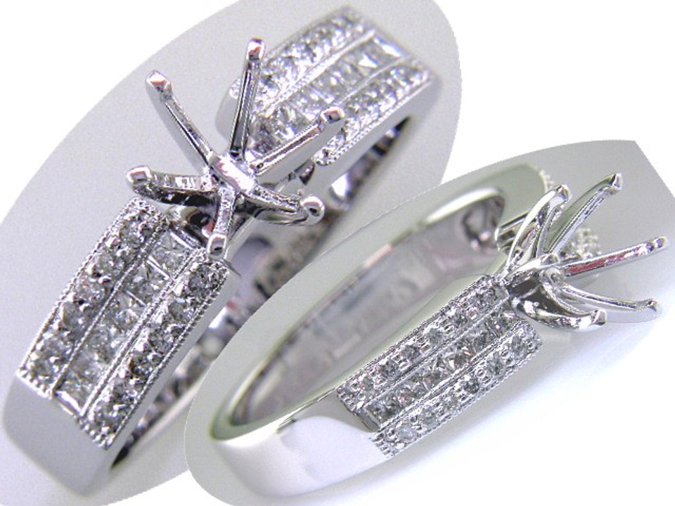 Custom design triple row princess/round diamond semi mtg
