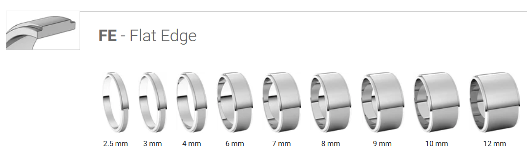 Flat top wedding bands  with groved edge