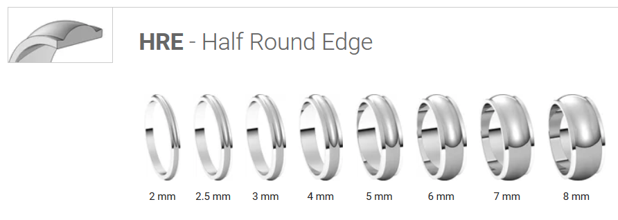 half round band with groved edge