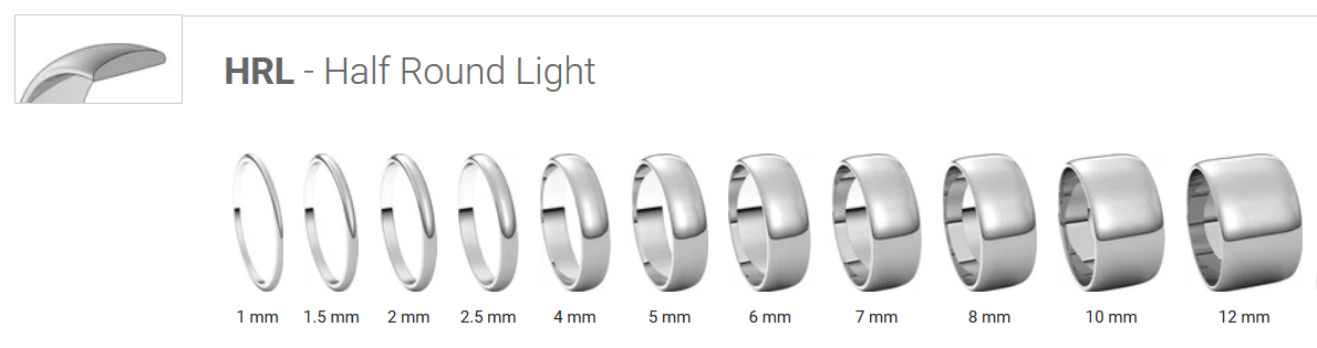 Half round light wedding bands