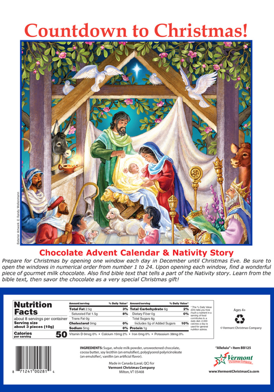BB125 Alleluia Chocolate Advent Calendar Vermont Christmas Company