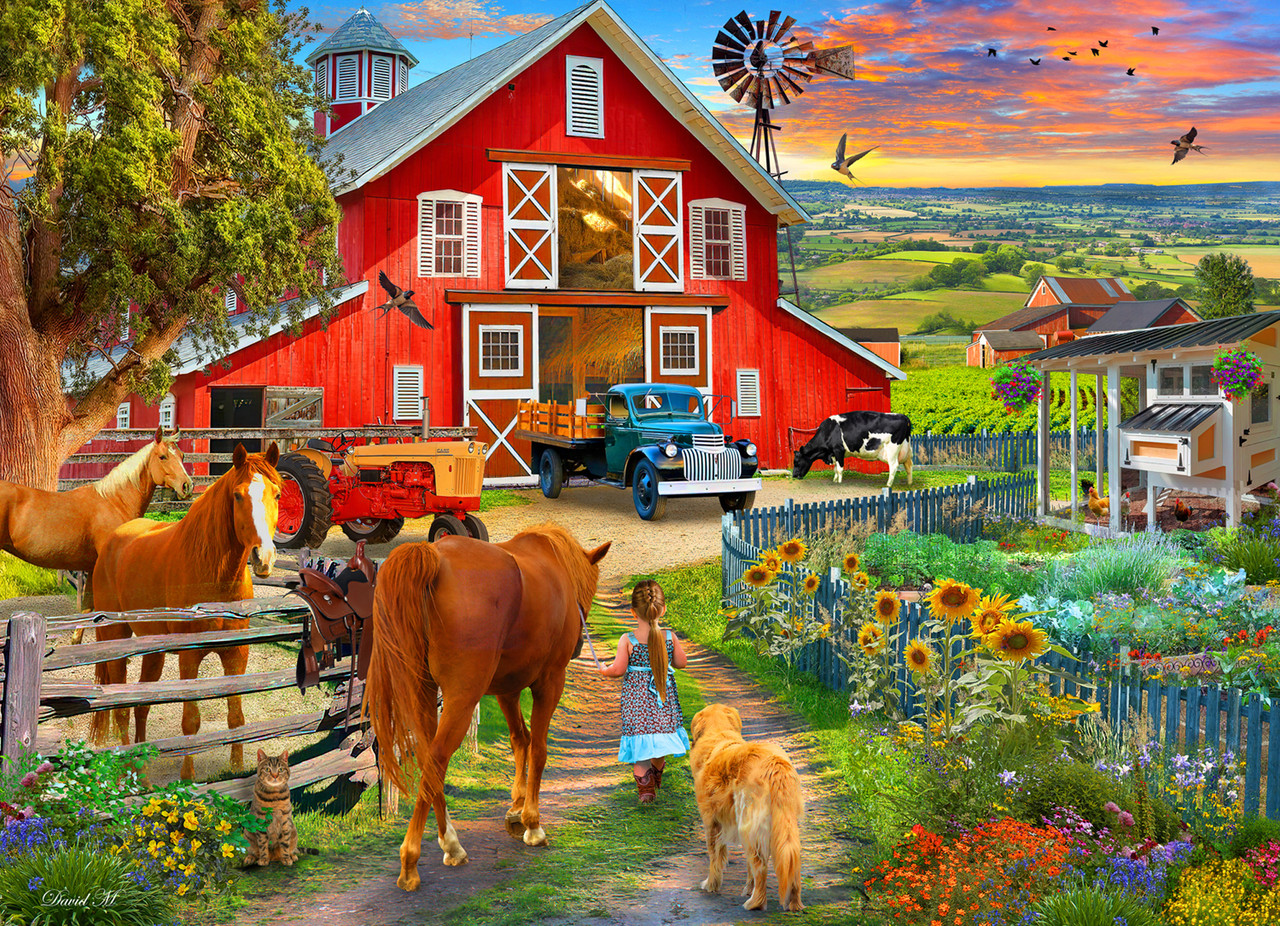 VC1283 | Horse Farm Jigsaw Puzzle - 1000 PC - Vermont Christmas Company