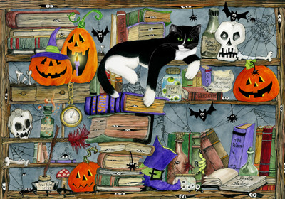 VC1044 | Halloween House Cat Jigsaw Puzzle - 100 PC