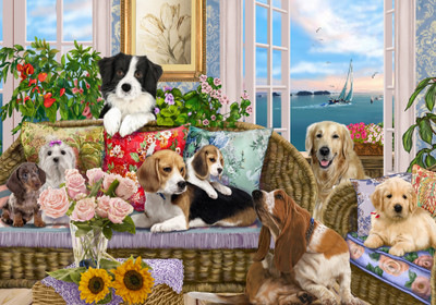 VC1115 | Dogs on the Sofa Jigsaw Puzzle - 550 PC