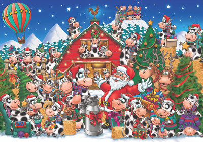 VC1126 | Christmas Cow Party Jigsaw Puzzle - 100 PC