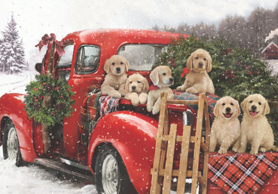 VC1127 | Puppies' Holiday Ride Jigsaw Puzzle - 100 PC