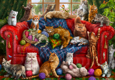 VC1246 | Couch Cats Jigsaw Puzzle - 100 PC