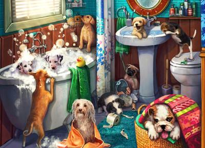 VC1265 | Puppies in the Bath Jigsaw Puzzle - 100 PC