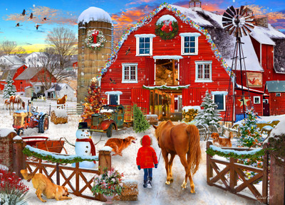 VC1305 | Christmas Horse Farm Jigsaw Puzzle - 1000 PC