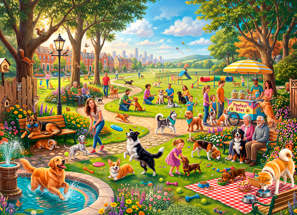 VC1409 | Dog Park Fun Jigsaw Puzzle  - 1000 PC