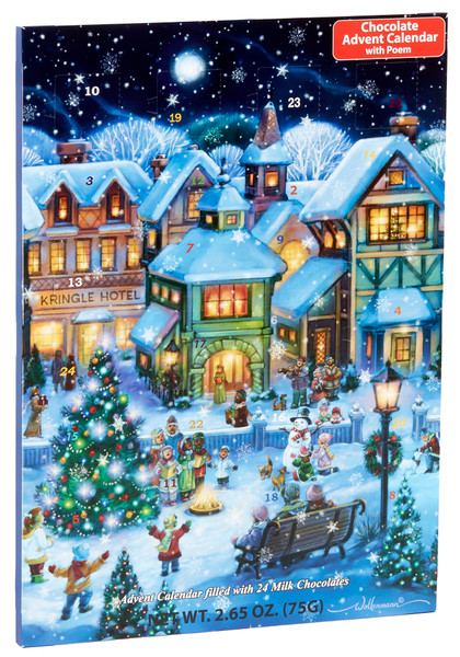 BB128-CASE | Case of 32 Holiday Village Square Chocolate Advent Calendars