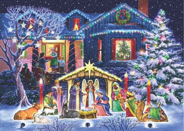 BRW007 | Box Nighttime Nativity Christmas Cards