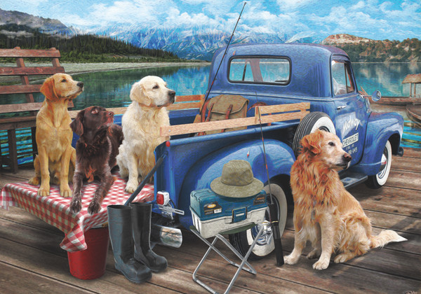 VC1177 | Dogs Gone Fishing Jigsaw Puzzle - 550 PC