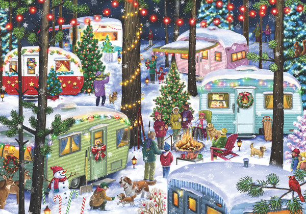 VC1219 | Camping for Christmas Jigsaw Puzzle - 1000 PC - Vermont