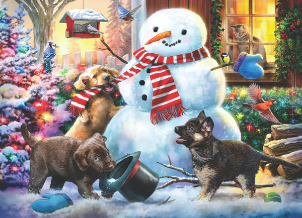 VC1279 | Snowman & Puppies Jigsaw Puzzle - 550 PC