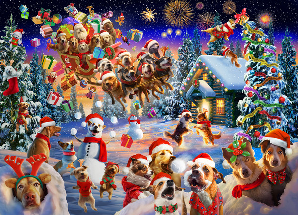 VC1308 | Crazy Christmas Canines Jigsaw Puzzle - 100 PC