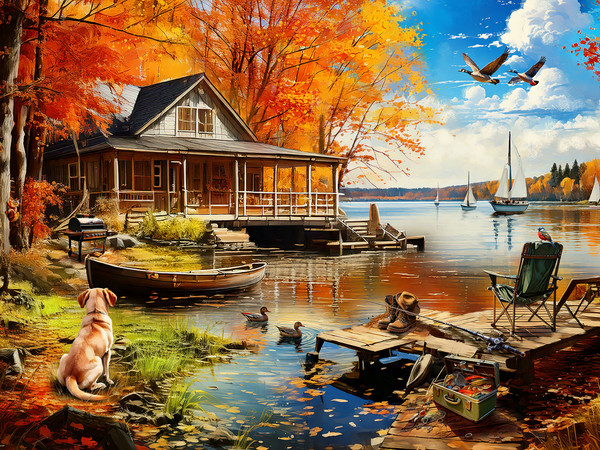 VC1373 | Autumn by the Lake Jigsaw Puzzle - 500 PC