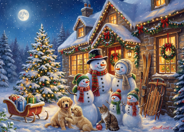 BCR006 | Box Snowman Family Christmas Cards