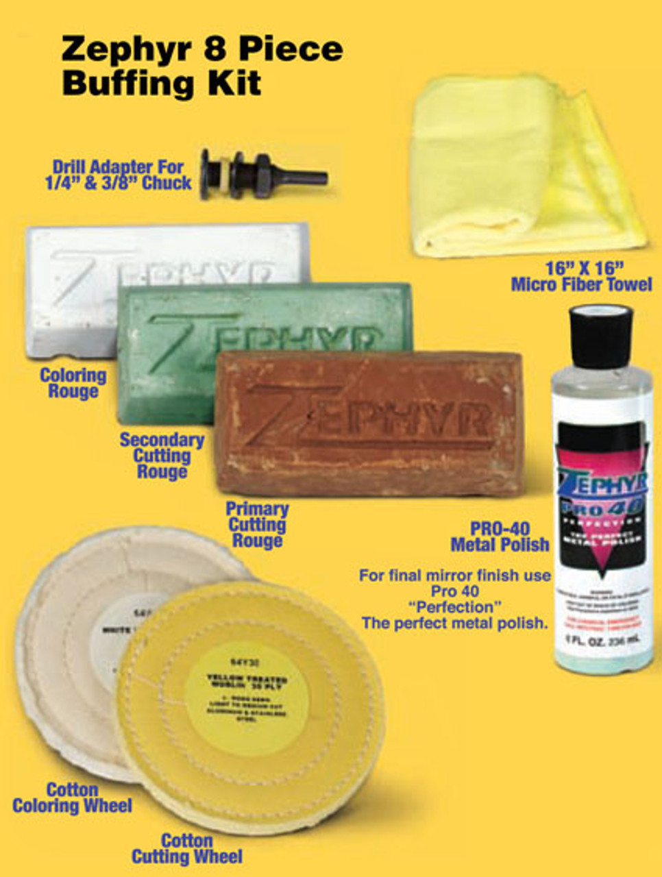 Zephyr 4-Piece Wheel Polishing Kit