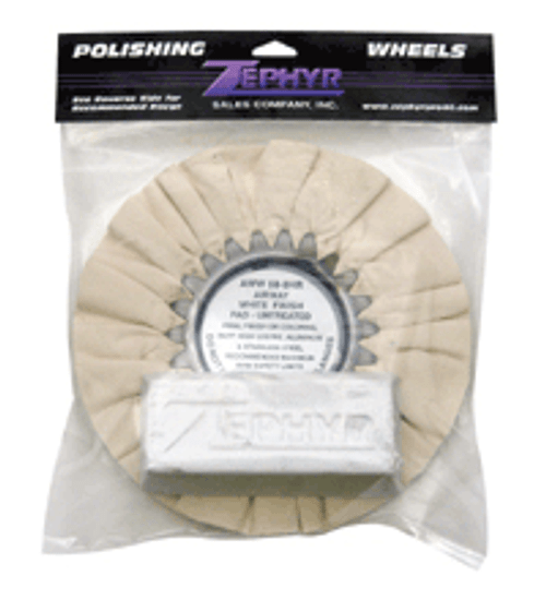 Zephyr Final Finish Airway Buffing Wheel with 1lb White Chrome Rouge Bar Zephyr Final Finish Airway Buffing Wheel with 1lb White Chrome Rouge Bar
