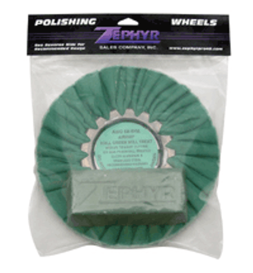 Zephyr Secondary Cutting Airway Buffing Wheel with 1lb Green Chrome Rouge Bar Zephyr Secondary Cutting Airway Buffing Wheel with 1lb Green Chrome Rouge Bar