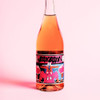 BonBon Sparkling Rose Non-Alcoholic Wine Pink Background Label Closeup