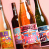 BonBon Sparkling Rose Non-Alcoholic Wine Closeup with Brand Collection in Background