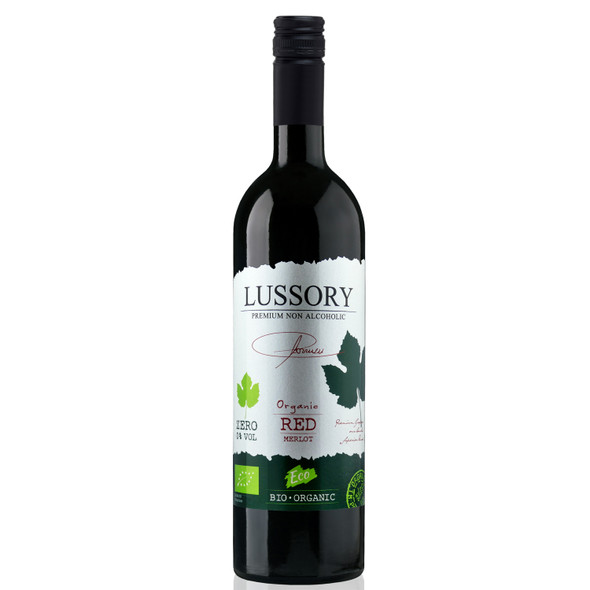 Lussory Organic Merlot Non-Alcoholic Red Wine (Case-6)