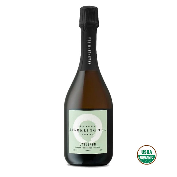 Copenhagen Sparkling Tea LYSEGRØN bottle — organic 0.0% non-alcoholic sparkling tea, case of 12, by Zepeim USA