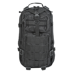One of Voodoos' most popular designs, compact enough to take everywhere, expandable to carry the goods, this pack will do it all, molded comfort back panel provides semi rigid, custom fitting support, for maximum
performance, adjustable padded shoulder straps, with sternum cinch and adjustable waist belt, insuring this pack will stay with you and balance the load even in the most rugged conditions. Adjustable cinch down,
expandable, side and top straps allow you to compress or expand depending on the load. Multiple outer pockets to organize and separate, inside more of the same, this is the perfect weekend warrior/day-pack, made to rugged military standards, with lots of MOLLE straps to add on whatever you need, hydration and laptop compatible. (Bladder not included).
Dimensions: 10″L X 10″W X 18″H
Capacity: 30 Liters
Weight: 3.04 lbs
 One of Voodoos' most popular designs, compact enough to take everywhere, expandable to carry the goods, this pack will do it all, molded comfort back panel provides semi rigid, custom fitting support, for maximum
performance, adjustable padded shoulder straps, with sternum cinch and adjustable waist belt, insuring this pack will stay with you and balance the load even in the most rugged conditions. Adjustable cinch down,
expandable, side and top straps allow you to compress or expand depending on the load. Multiple outer pockets to organize and separate, inside more of the same, this is the perfect weekend warrior/day-pack, made to rugged military standards, with lots of MOLLE straps to add on whatever you need, hydration and laptop compatible. (Bladder not included).
Dimensions: 10″L X 10″W X 18″H
Capacity: 30 Liters
Weight: 3.04 lbs