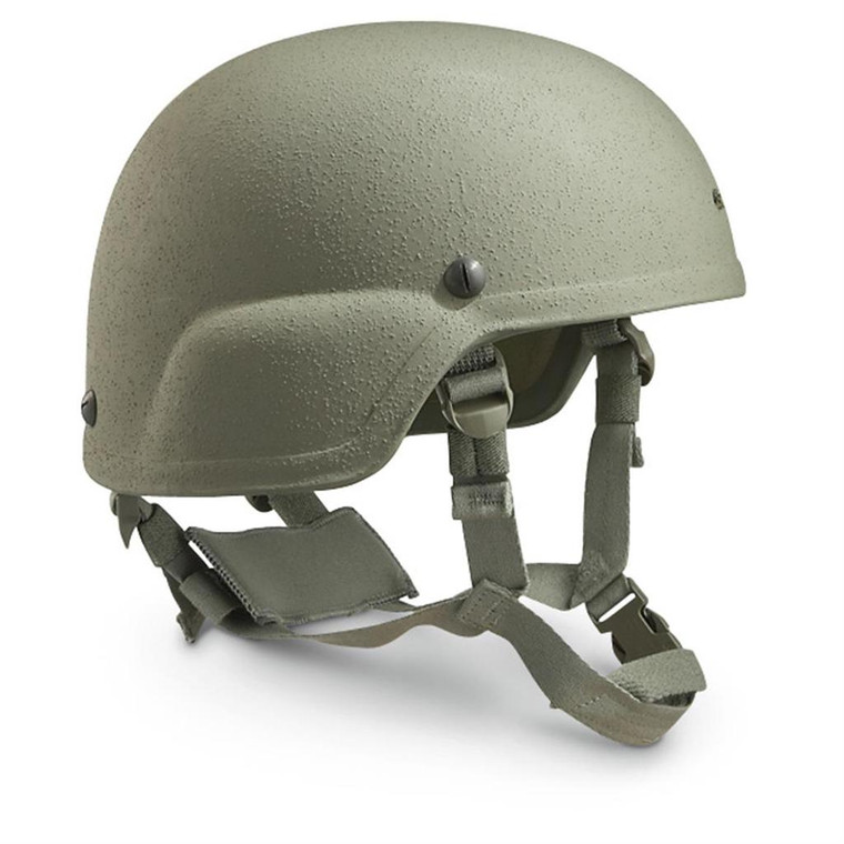 All helmets are used and in good condition.

Lighter than the previous PASGT infantry helmet, the ACH features a pre-drilled Night Vision Goggle (NVG) bracket hole. The helmet shell trim also eliminates the beak and has a higher side trim than the PASGT. The helmet also includes an improved 4-Point Retention and Pad Suspension System, which attaches at four points to the shell with ballistic resistant hardware. Adjustment slides are located on both the front and rear of the retention, allowing adjustment for proper fit and stability.