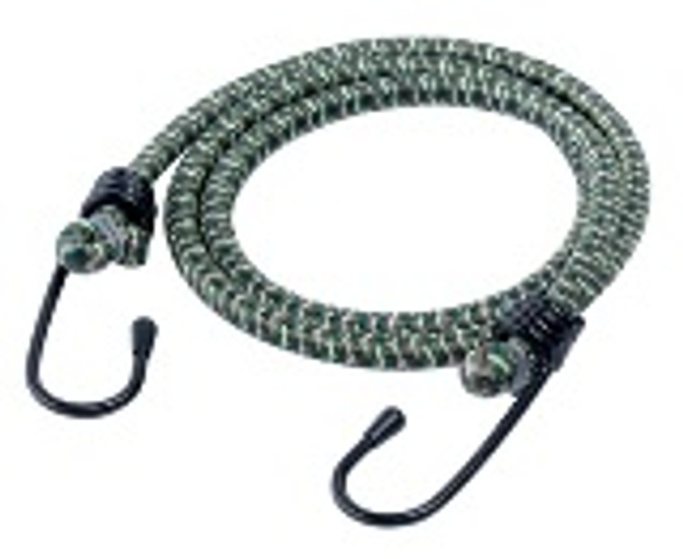 Standard 24 or 32 inch bungee cords with metal hooks sold in packs of 4