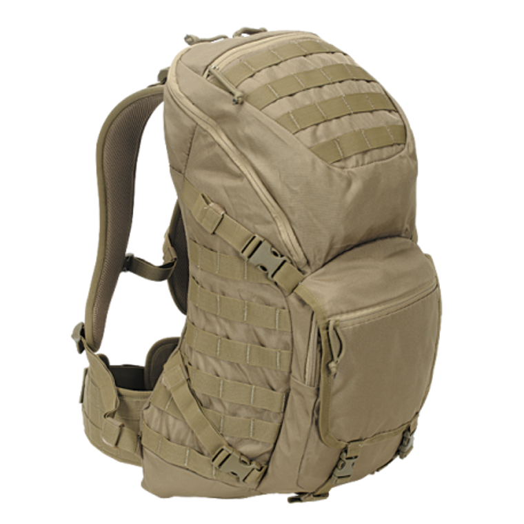 For your Special Ops, hikes or pack trips, our S.R.T.P. backpack provides extreme comfort with light weight. The mesh back panel provides cooling air flow to your back and lumbar padding for added comfort. Contoured wishbone steel rod frame is flexible and stiffens against the frame sheet as more weight is added, allowing for proper transfer of the weight directly to the lumbar pad and hips. The adjustable, padded waist belt has MOLLE webbing for added pouch attachment. The contoured, padded, adjustable shoulder straps have an adjustable, sliding chest harness strap. Easy access to the main compartment is obtained with two-way zippers for wide open loading and unloading. Four side compression straps secure the load. The lower outside zippered front pocket has an added protective flap cover. There’s two front zippered document/personal items and lots of MOLLE webbing on both sides as well as on front of the top pocket for added pouch attachment. The inside hydration bladder pocket is easily accessible and offers hose ports on each side. The lowest zipper pocket stores a handy rain fly for those wet days. In keeping with the high quality construction and materials of this pack, we use YKK reversed zippers exclusively on every pocket.
