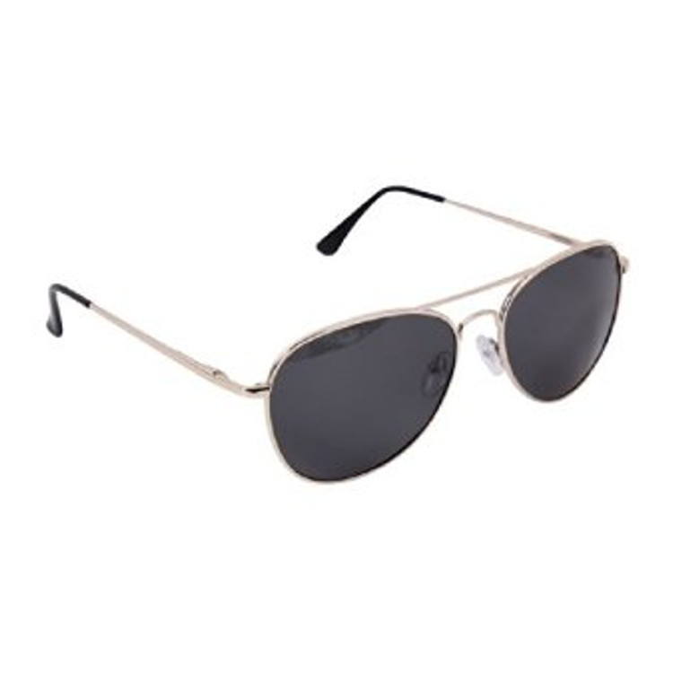 58mm Polarized Sunglasses feature an aviator style metal frame with acrylic lens, and spatula temples. The sunglasses provide a UV 400 protection and come in a stylish black case. 