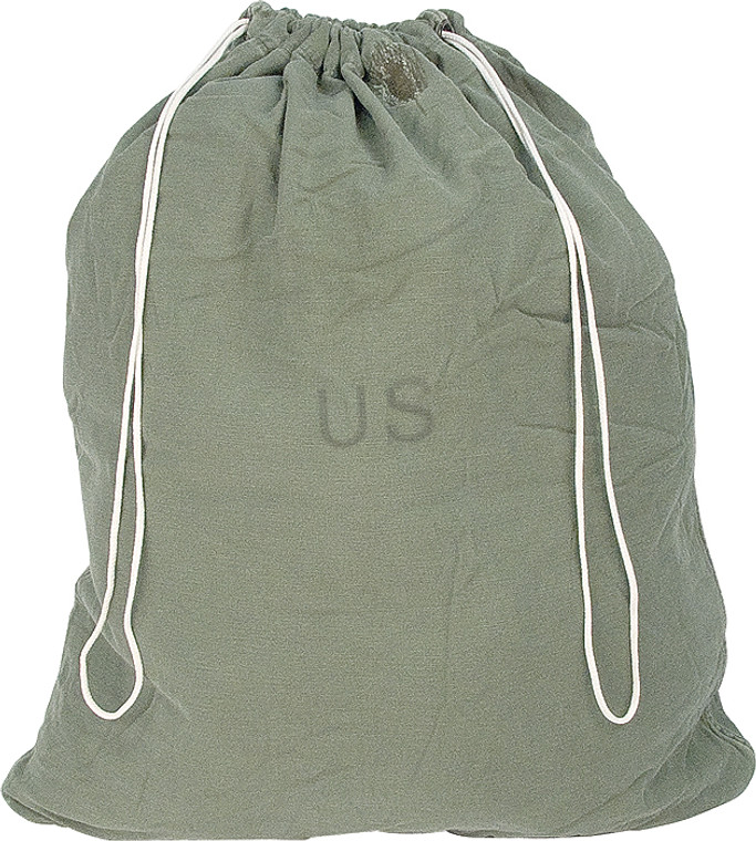 G.I. 100% cotton laundry bag with drawstring closure. Used Condition. 25"W x 30"L. O.D. Green