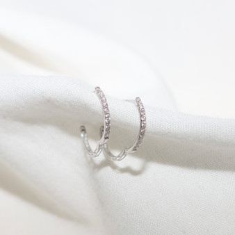 Liway 18k White Gold with 0.1ct Diamond Huggies Earrings