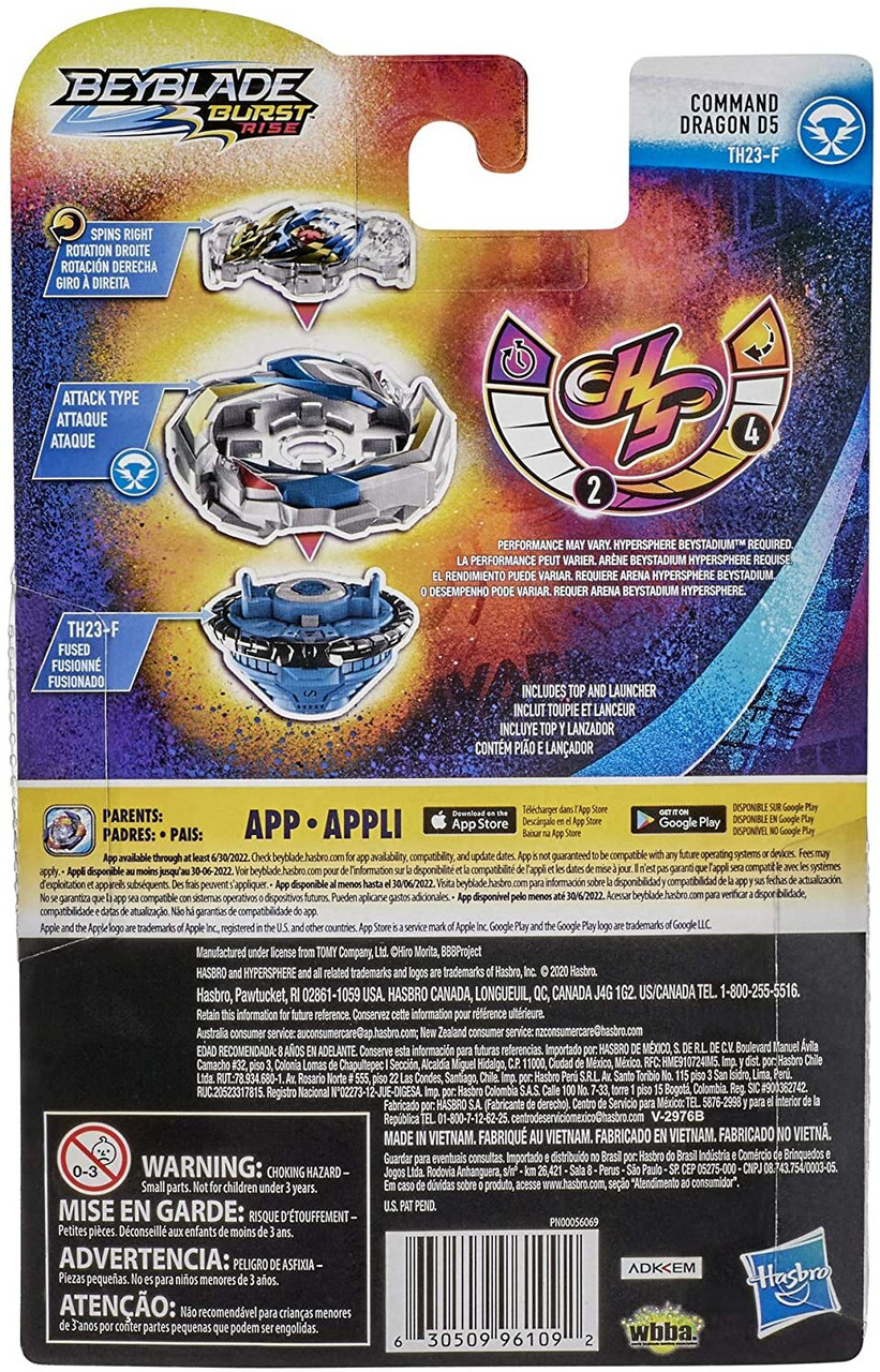 HASBRO Command Dragon D5 Burst Rise HyperSphere Beyblade E9241