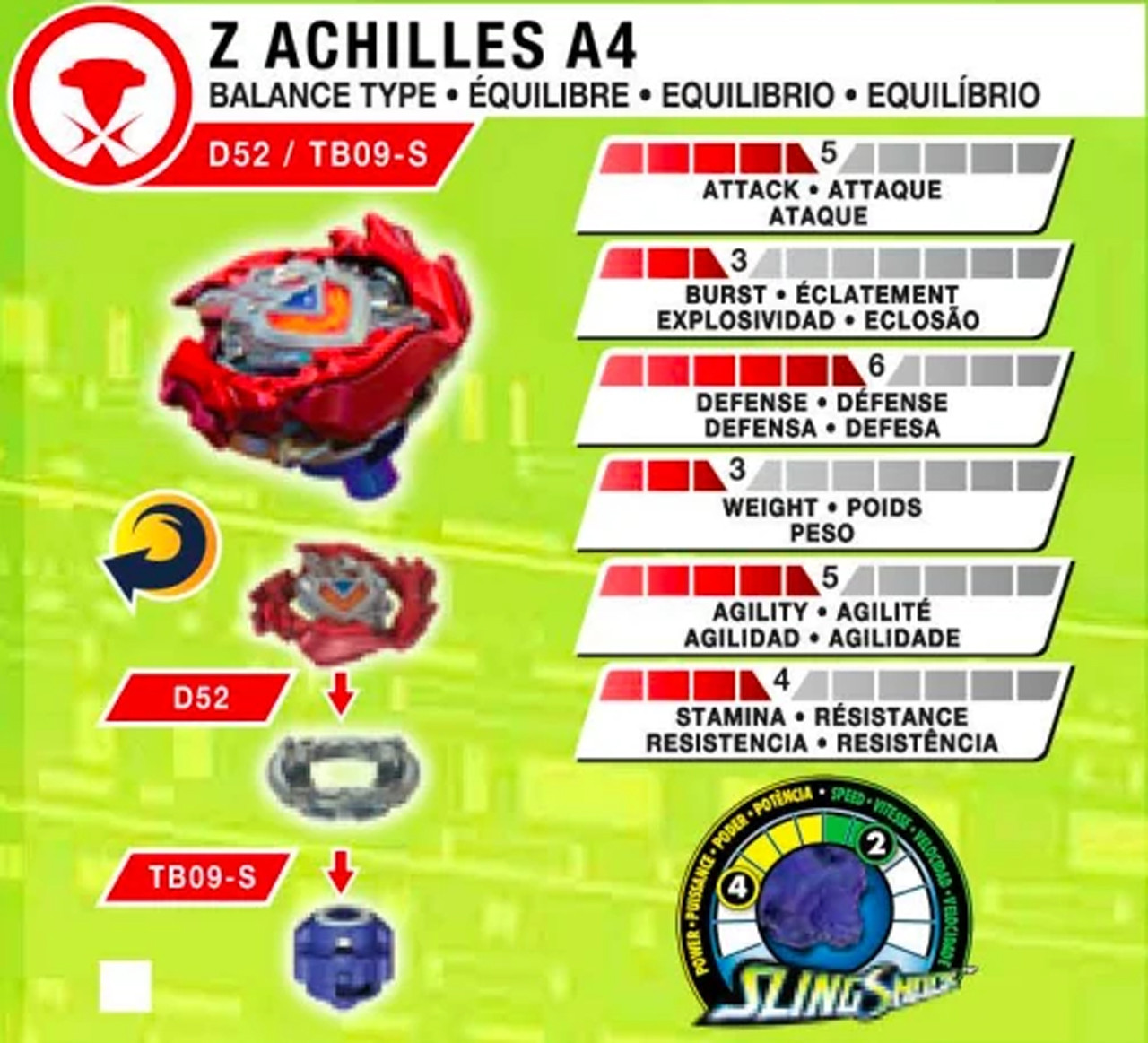 HASBRO Z Achilles A4 Burst Turbo Slingshock Beyblade Starter Pack E4728