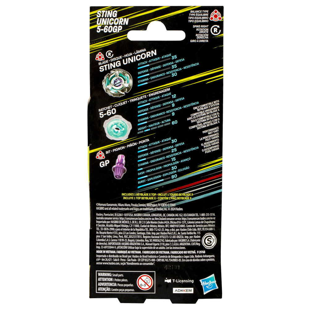 HASBRO Sting Unicorn 5-60GP Beyblade X Booster - BeysAndBricks