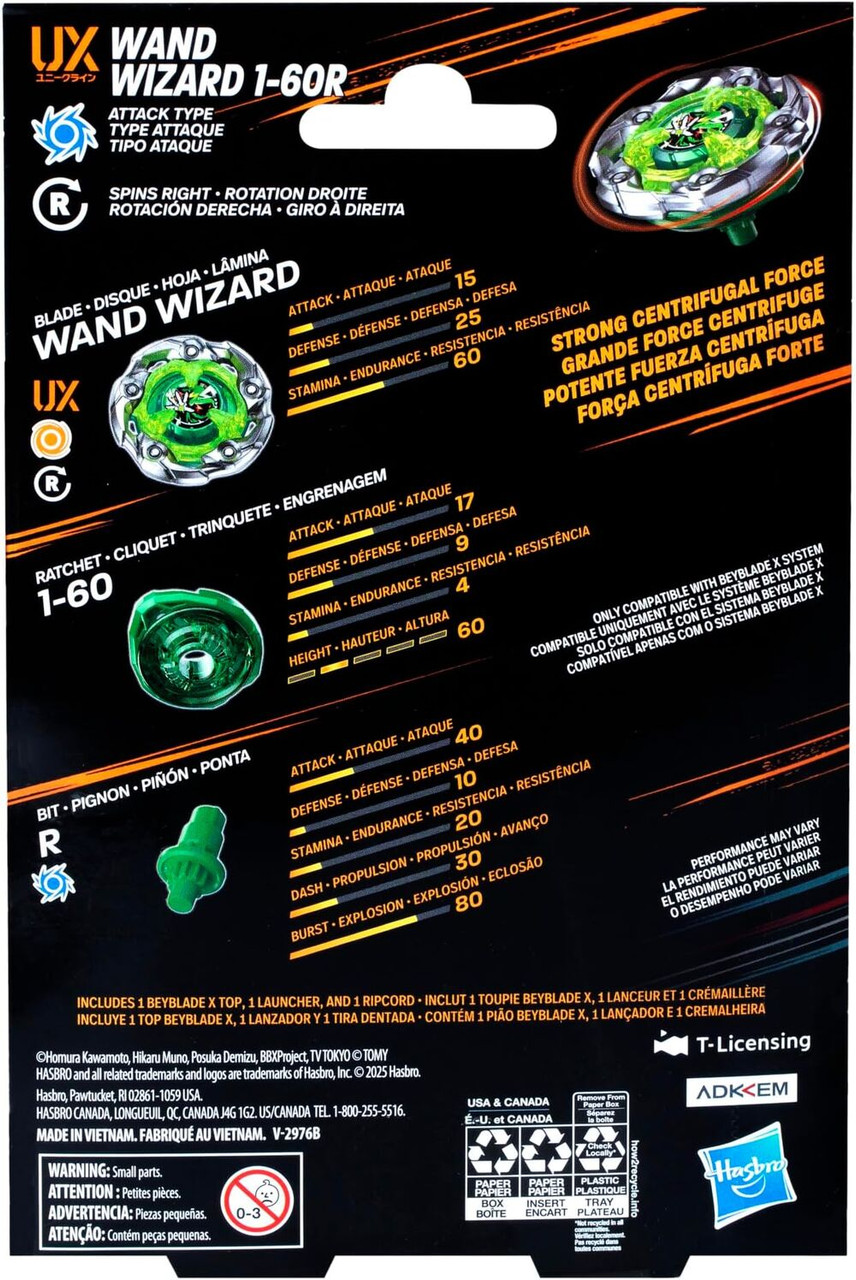 HASBRO Wand Wizard Rod 1-60R Beyblade X Starter Set