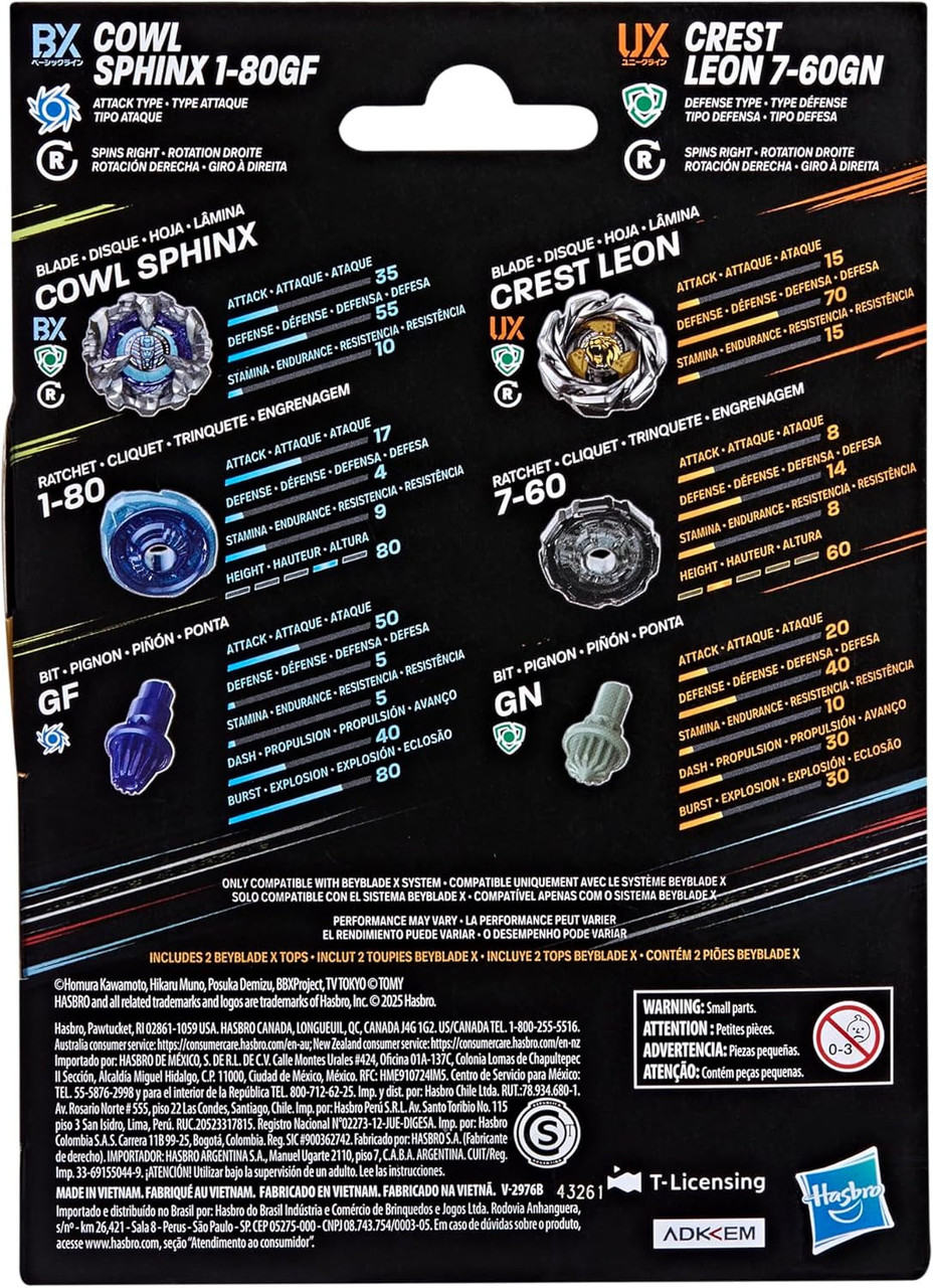 HASBRO Cowl Sphinx and Crest Leon Beyblade X Dual Pack G1685
