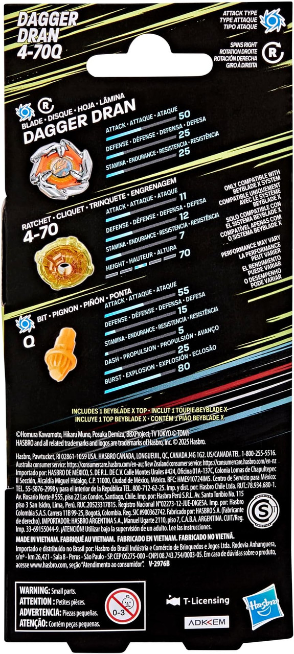 HASBRO Dagger Dran 4-70Q Beyblade X Booster G1670 - BeysAndBricks