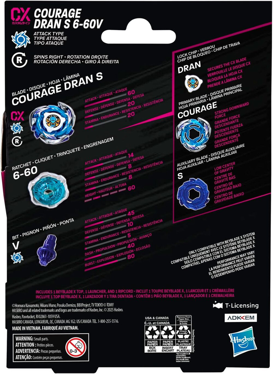 HASBRO Courage Dran S 6-60V Beyblade X Starter G1677 / CX-01